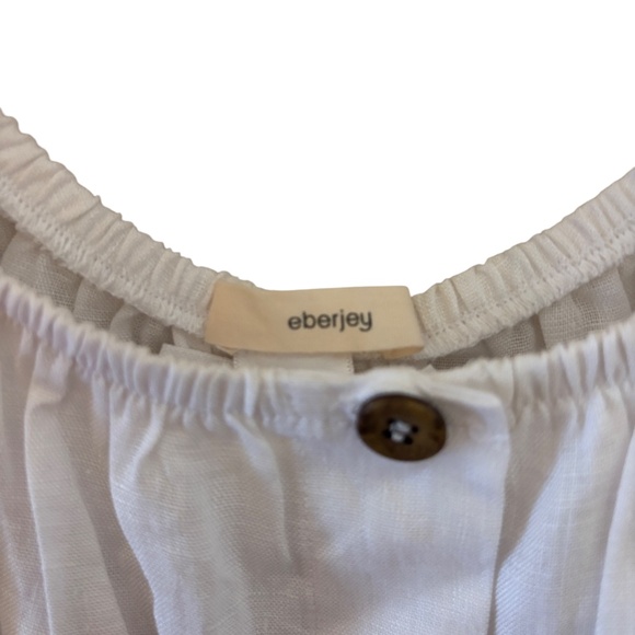 NWT Eberjey 100% Linen Harper Button Front Midi Dress White M - Picture 3 of 10